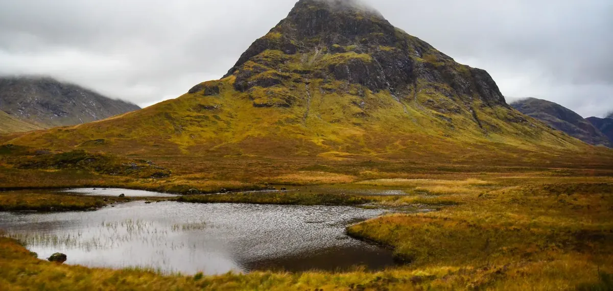 A loch and hills in the Scottish Highlands.