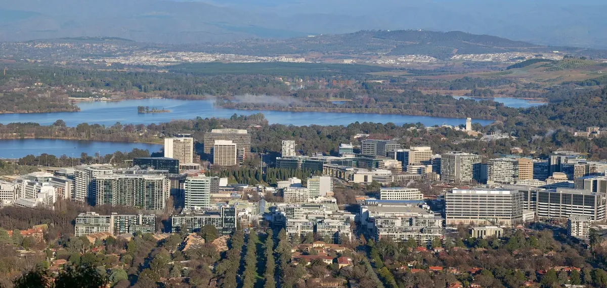 Canberra, the Australian capital, with Lake Burley Griffin.