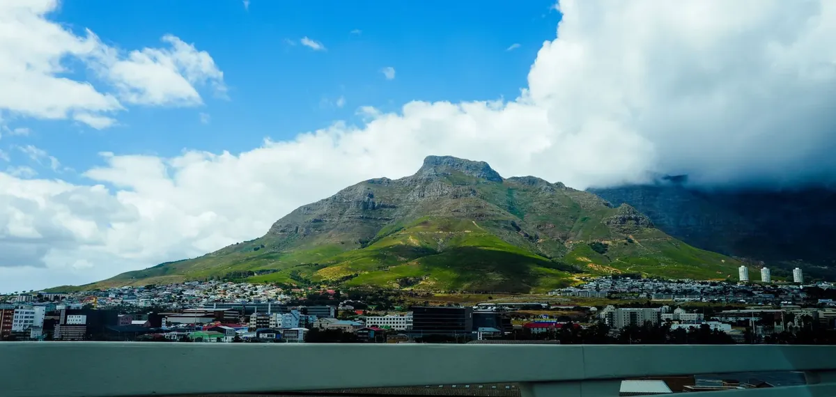 Cape Town with Table Mountain behind the city.