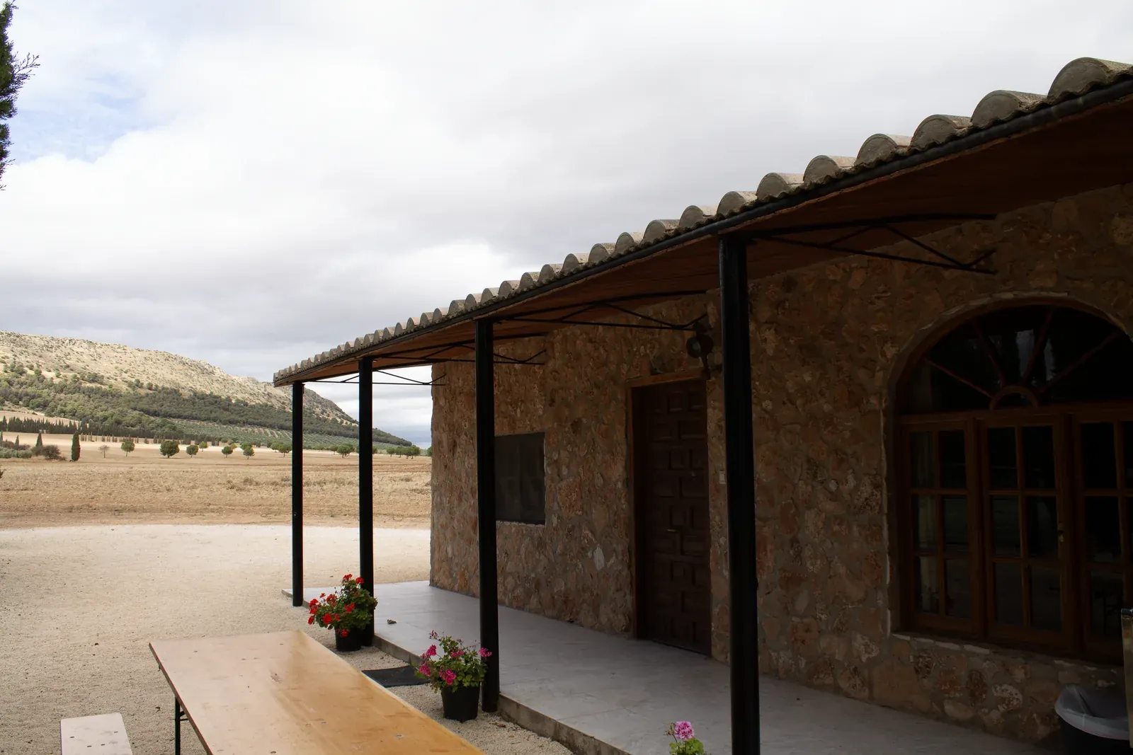 The covered terrace at Sierra Recovery, where group and individual sessions are held.