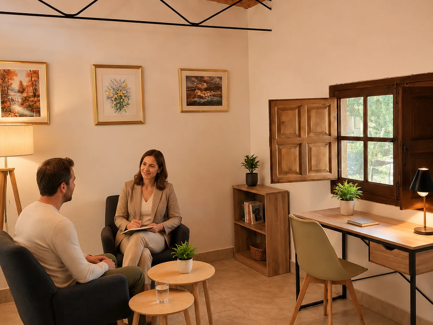 A therapy session in one of the therapy rooms at Sierra Recovery.